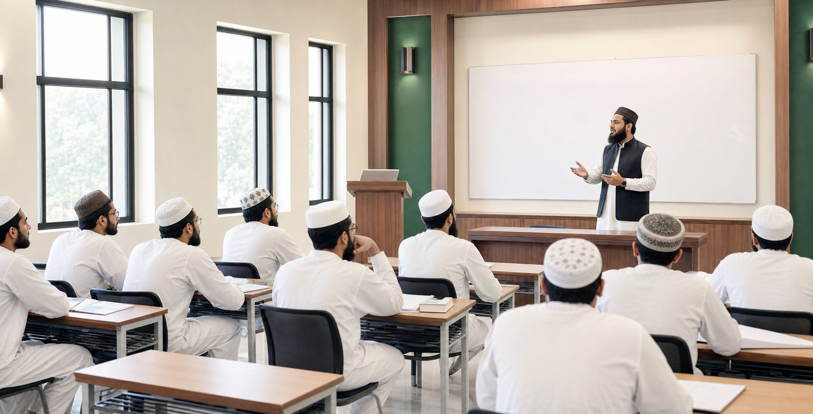 Students in an organized learning environment